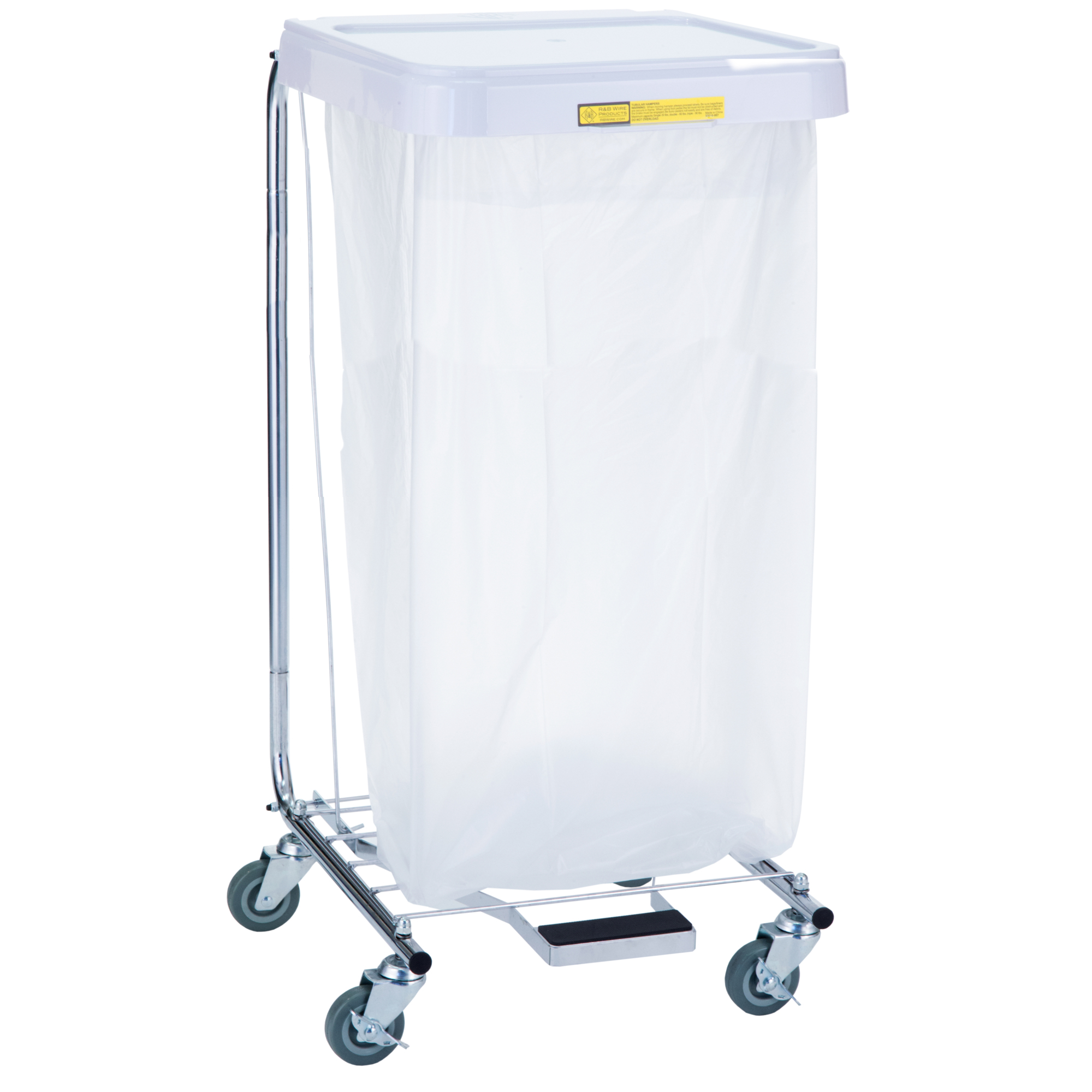 R&B Wire Products, Inc., Single Medium Duty Hamper w/ Foot Pedal, 35in. High, Load Capacity 50 lb, Material Alloy Steel, Model# 692